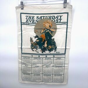 1995 (April 16 1927) Cloth Calendar Kitchen Tea Towel The Saturday Evening Post